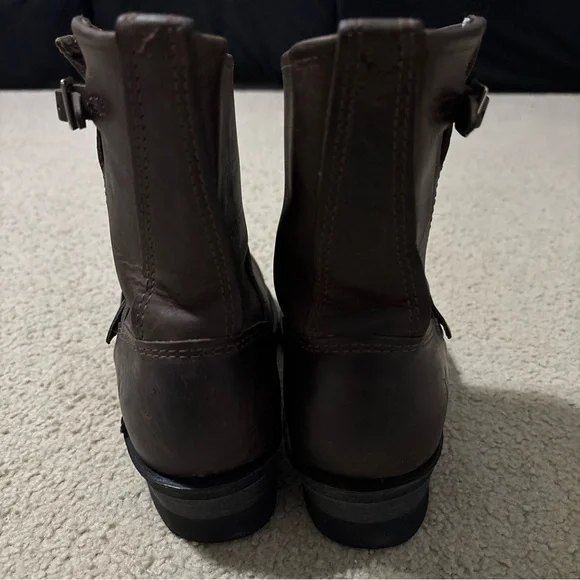 Frye Women’s Size 8.5M Engineer Ankle Boots Moto Boots Brown Leather Pull On - Picture 8 of 13